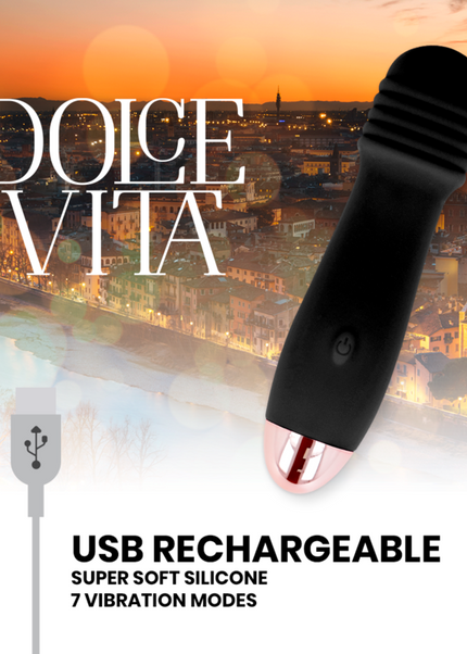DOLCE VITA - VIBRATORE RICARICABILE TRE NERO A 7 VELOCITÀ