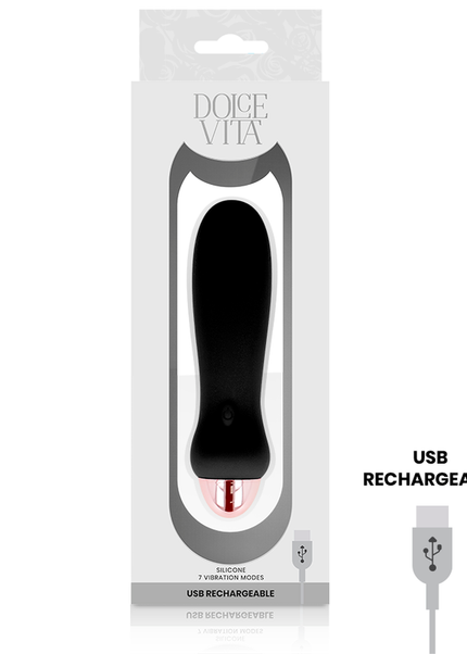 DOLCE VITA - VIBRATORE RICARICABILE CINQUE NERO A 7 VELOCITÀ