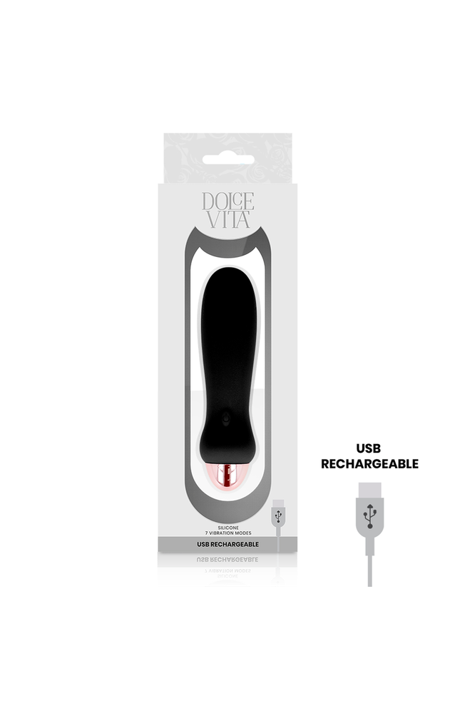 DOLCE VITA - VIBRATORE RICARICABILE CINQUE NERO A 7 VELOCITÀ