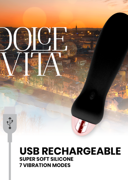 DOLCE VITA - VIBRATORE RICARICABILE CINQUE NERO A 7 VELOCITÀ