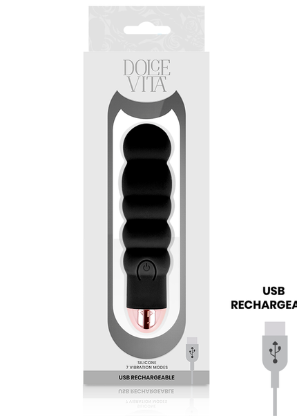 DOLCE VITA - VIBRATORE RICARICABILE SEI NERO 7 VELOCITÀ