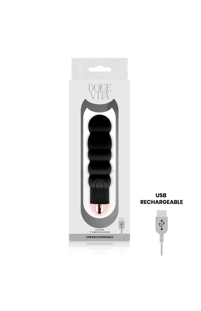 DOLCE VITA - VIBRATORE RICARICABILE SEI NERO 7 VELOCITÀ