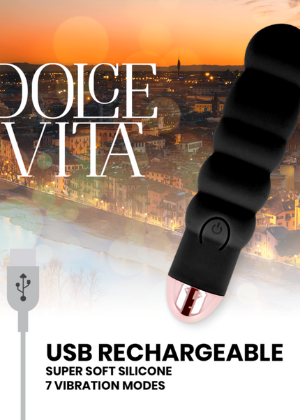 DOLCE VITA - VIBRATORE RICARICABILE SEI NERO 7 VELOCITÀ