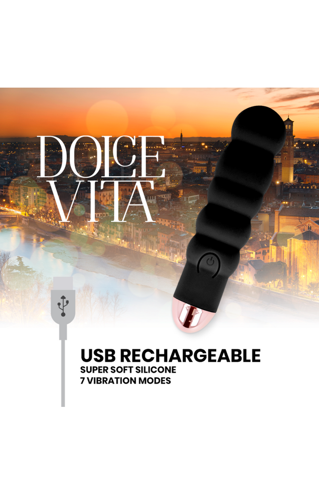 DOLCE VITA - VIBRATORE RICARICABILE SEI NERO 7 VELOCITÀ