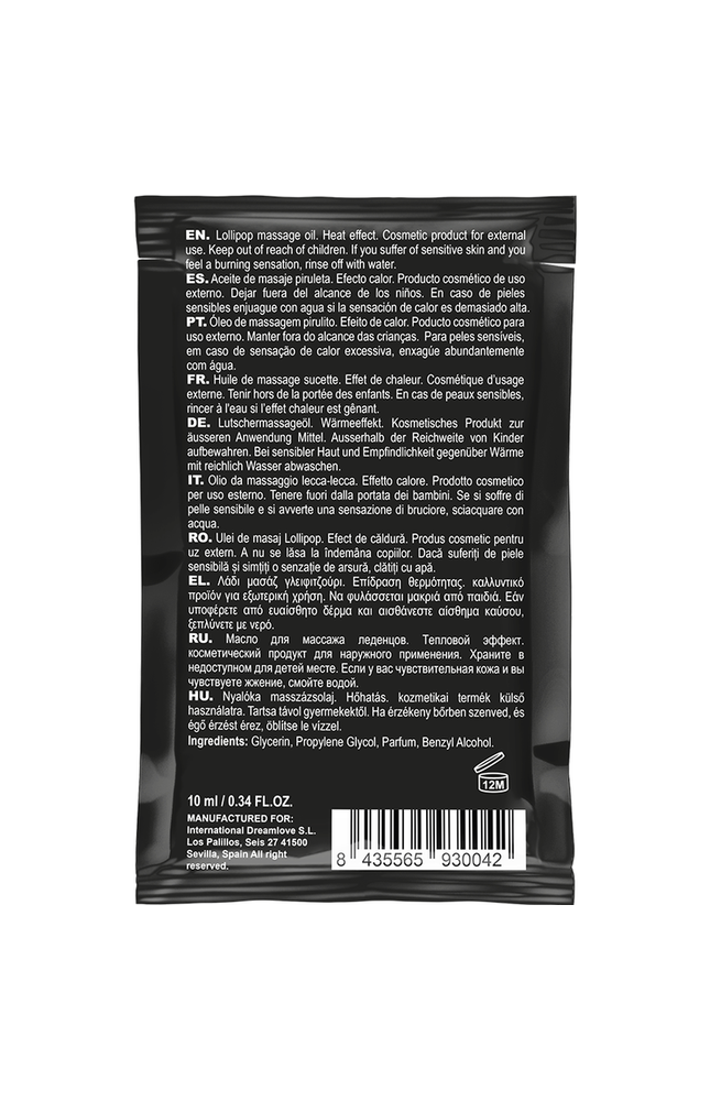 COQUETTE CHIC DESIRE - OLIO DA MASSAGGIO POCKET KISSABLE CON EFFETTO CALORE LOLLIPOP 10 ML