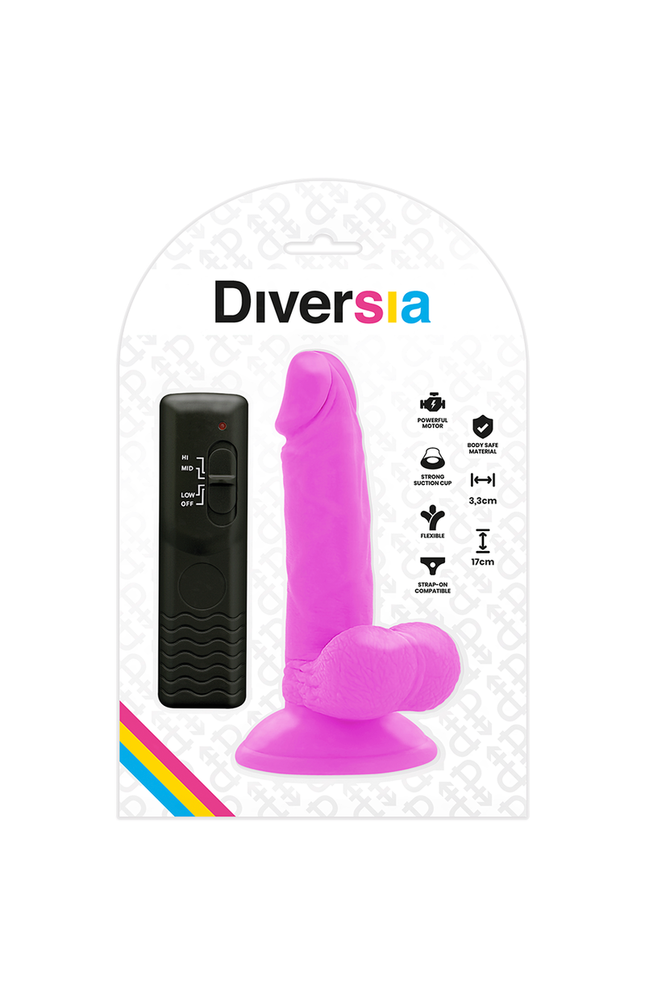 DIVERSIA - DILDO VIBRANTE FLESSIBILE VIOLA 17 CM -O- 3.3 CM