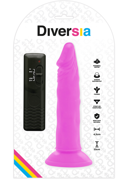 DIVERSIA - DILDO VIBRANTE FLESSIBILE VIOLA 23 CM -O- 4.3 CM