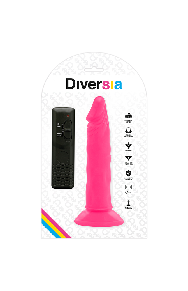 DIVERSIA - DILDO FLESSIBILE CON VIBRAZIONE ROSA 23 CM -O- 4.3 CM