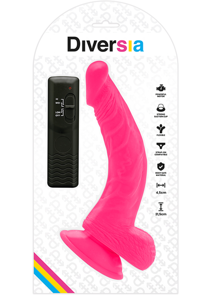 DIVERSIA - DILDO VIBRANTE FLESSIBILE ROSA 21.5 CM -O- 4.5 CM