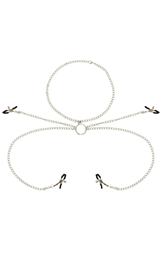 OHMAMA FETISH 4 MORSETTI PER CAPEZZOLI CON COLLANA A CATENA