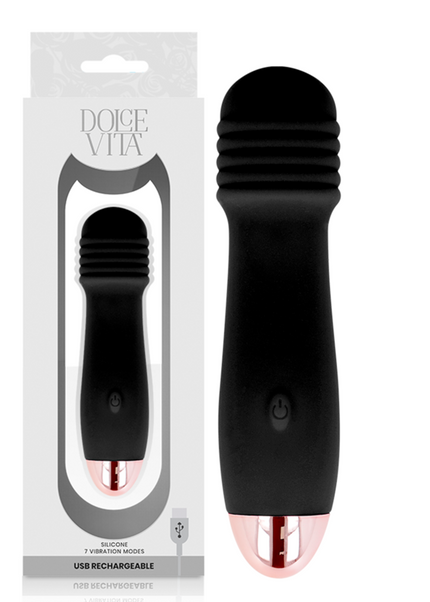 DOLCE VITA - VIBRATORE RICARICABILE TRE NERO A 7 VELOCITÀ