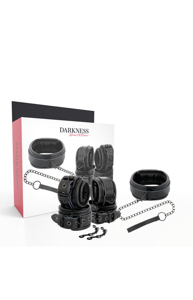 DARKNESS - MANETTE E COLLETTO IN PELLE NERA