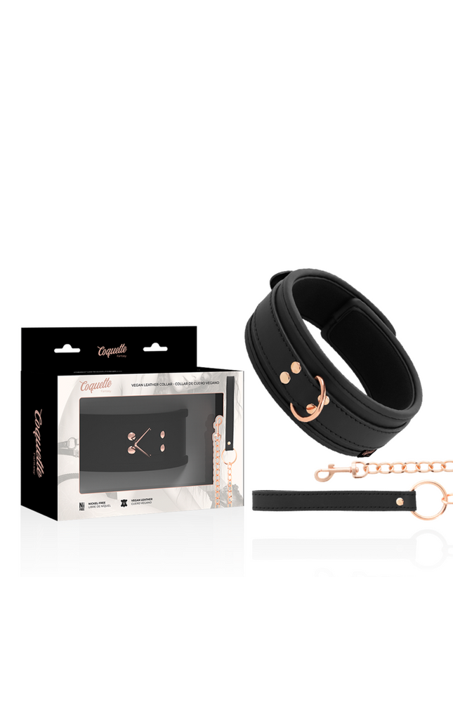 COQUETTE CHIC DESIRE - COLLANA IN PELLE FANTASIA VEGANA CON CINTURINO E FODERA IN NEOPRENE