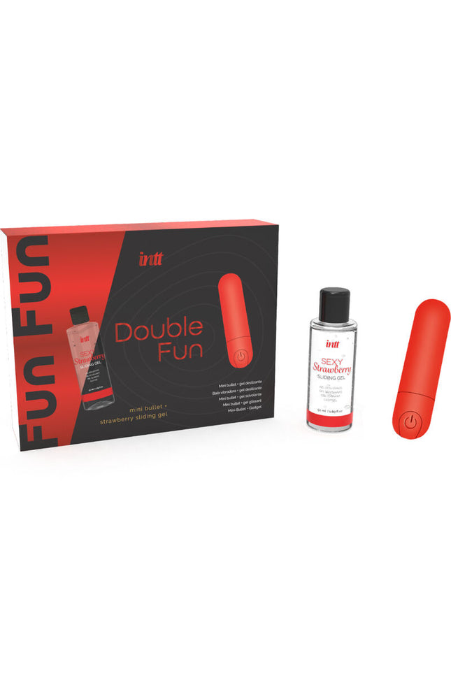 INTT RELEASE - KIT DOPPIO DIVERTIMENTO CON BULLET VIBRANTE E GEL DA MASSAGGIO ALLA FRAGOLA