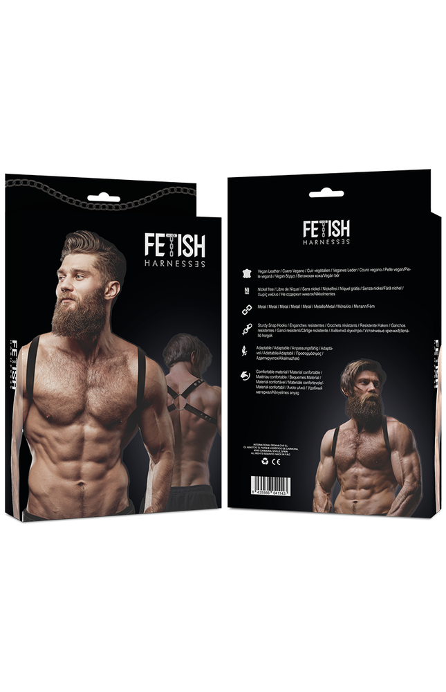 ATTEGGIAMENTO FETISH SOTTOMESSO - IMBRACATURA POSTERIORE IN ECOPELLE DA UOMO