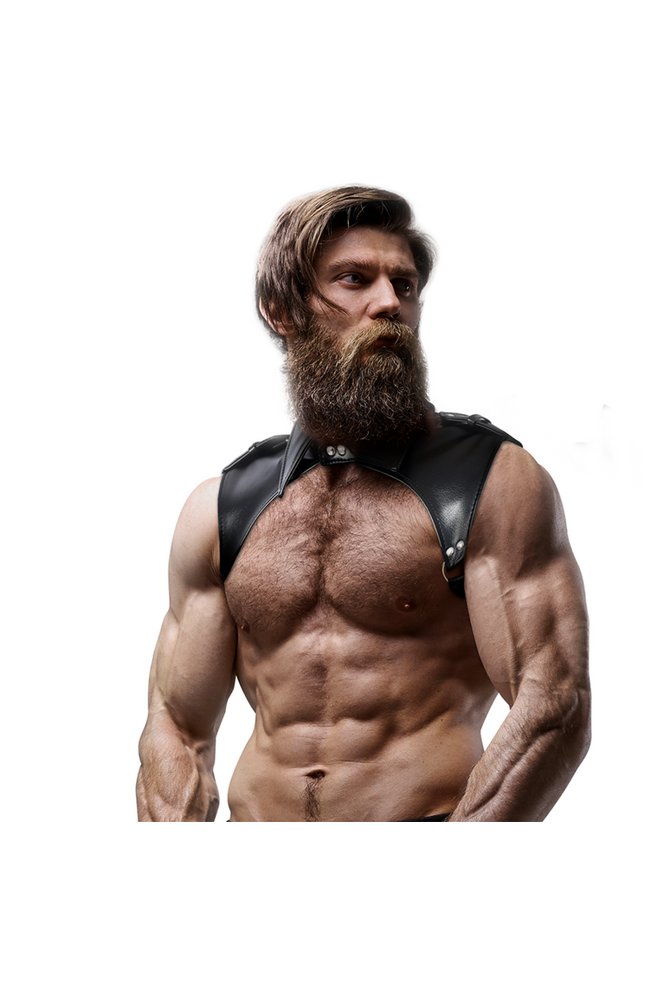 FETISH SUBMISSIVE ATTITUDE - IMBRACATURA PER IL COLLO IN ECOPELLE REGOLABILE DA UOMO BRIGADE