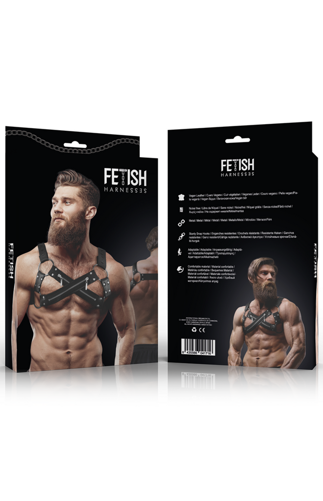FETISH SUBMISSIVE ATTITUDE - IMBRACATURA BULLDOG IN NEOPRENE REGOLABILE CON CERNIERE PER UOMINI