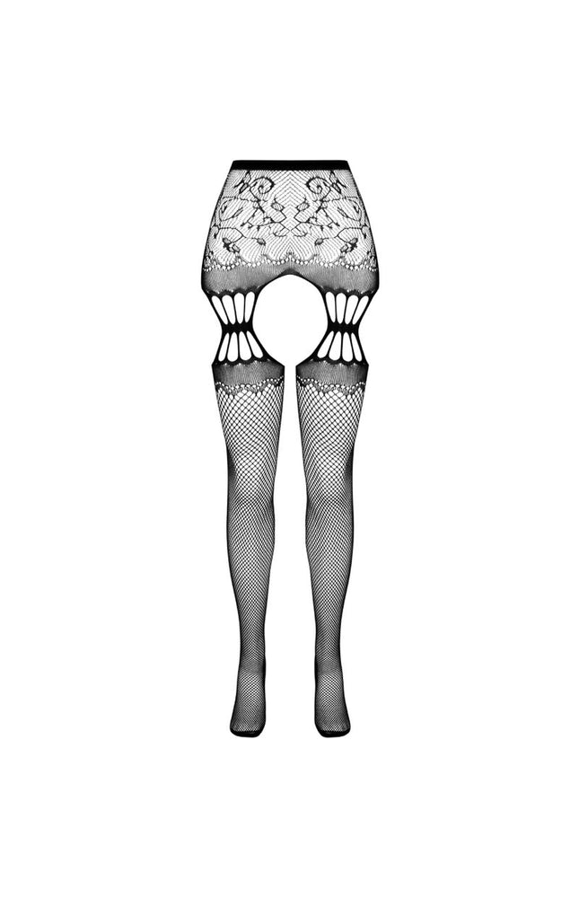 PASSIONE - S027 COLLANT NERO CON GIARRETTIERA TAGLIA UNICA