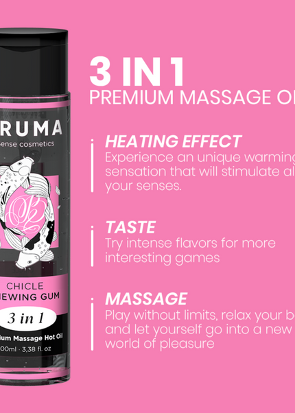 BRUMA - OLIO DA MASSAGGIO PREMIUM EFFETTO CALORE SAPORE GOMMA 3 IN 1 - 100 ML