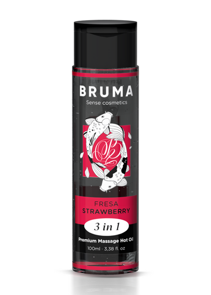 BRUMA - OLIO DA MASSAGGIO PREMIUM EFFETTO CALORE SAPORE FRAGOLA 3 IN 1 - 100 ML