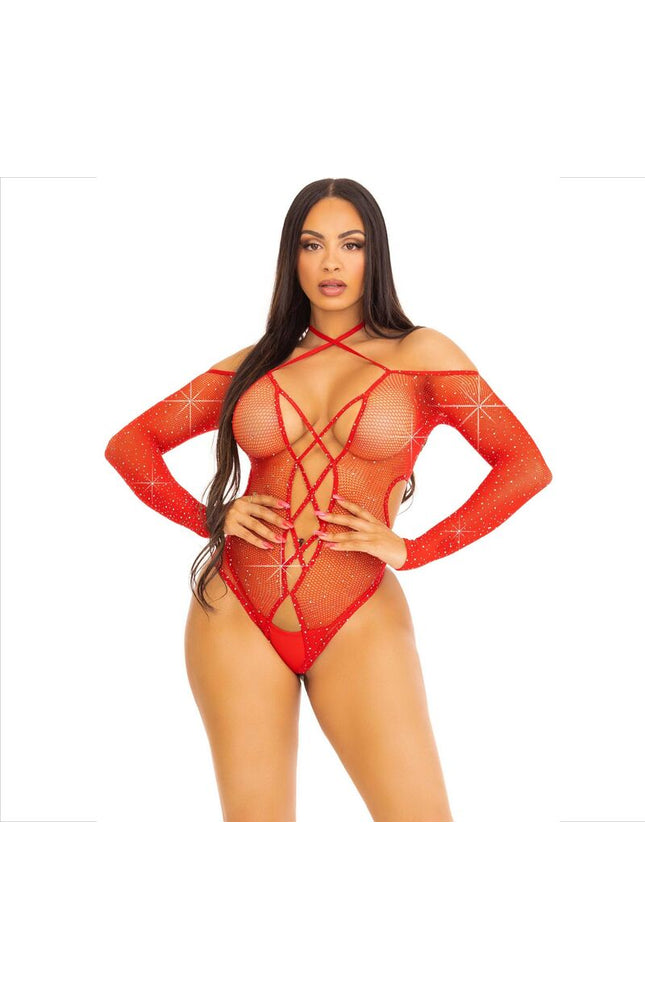 LEG AVENUE - BODY CROTHLESS CON ROSSO LUCIDO