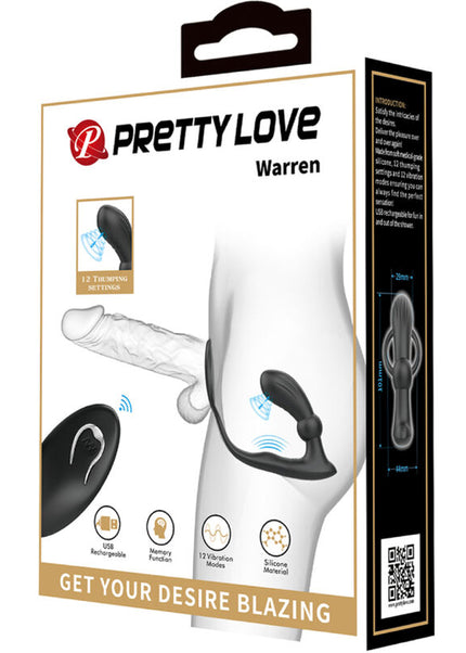PRETTY LOVE - ANELLO ANALE E VIBRATORE WARREN BLACK