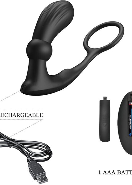 PRETTY LOVE - ANELLO ANALE E VIBRATORE WARREN BLACK