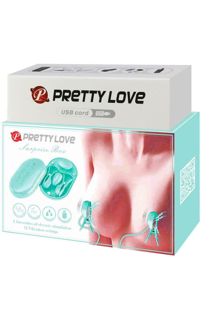 PRETTY LOVE - SCATOLA A SORPRESA PINZETTE PER ELETTROSTIMOLAZIONE BLU