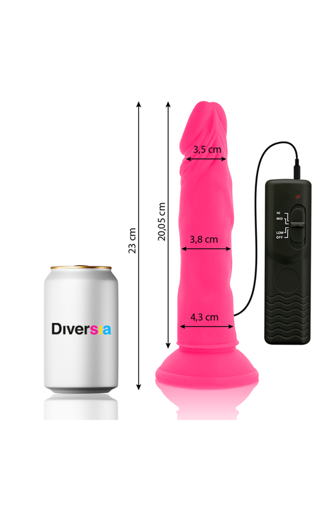 DIVERSIA - DILDO FLESSIBILE CON VIBRAZIONE ROSA 23 CM -O- 4.3 CM
