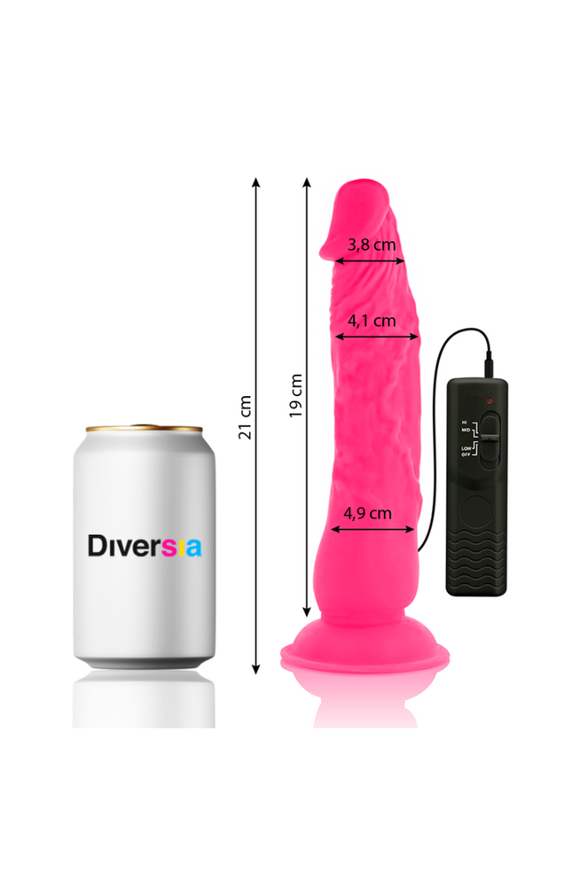 DIVERSIA - DILDO VIBRANTE FLESSIBILE ROSA 21 CM -O- 4.9 CM