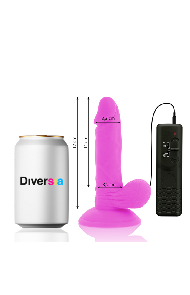 DIVERSIA - DILDO VIBRANTE FLESSIBILE VIOLA 17 CM -O- 3.3 CM