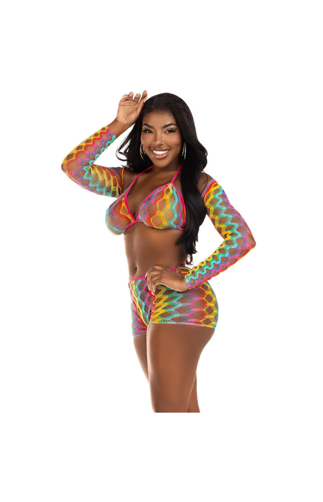 LEG AVENUE - SET TRE PEZZI MULTICOLORE