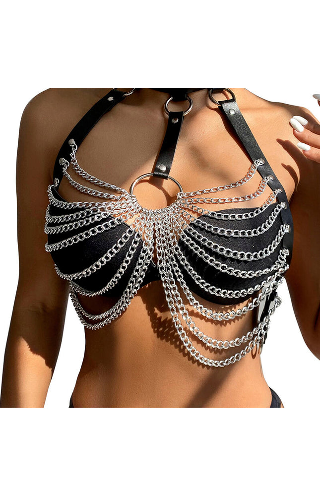 SUBBLIME - PETTORINA CON CATENE AD ANELLI GRANDI TAGLIA UNICA