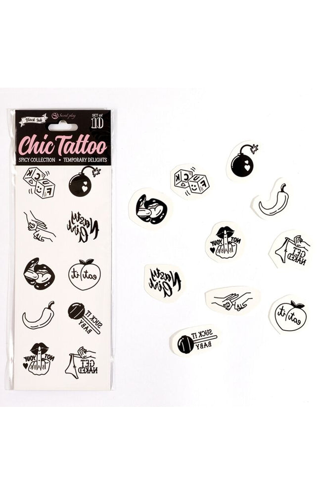 SECRET PLAY - SET DI 10 TATUAGGI TEMPORANEI DELLA COLLEZIONE SPICY