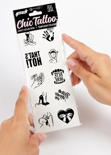 SECRET PLAY - SET DI 10 TATUAGGI TEMPORANEI COLLEZIONE KINKY