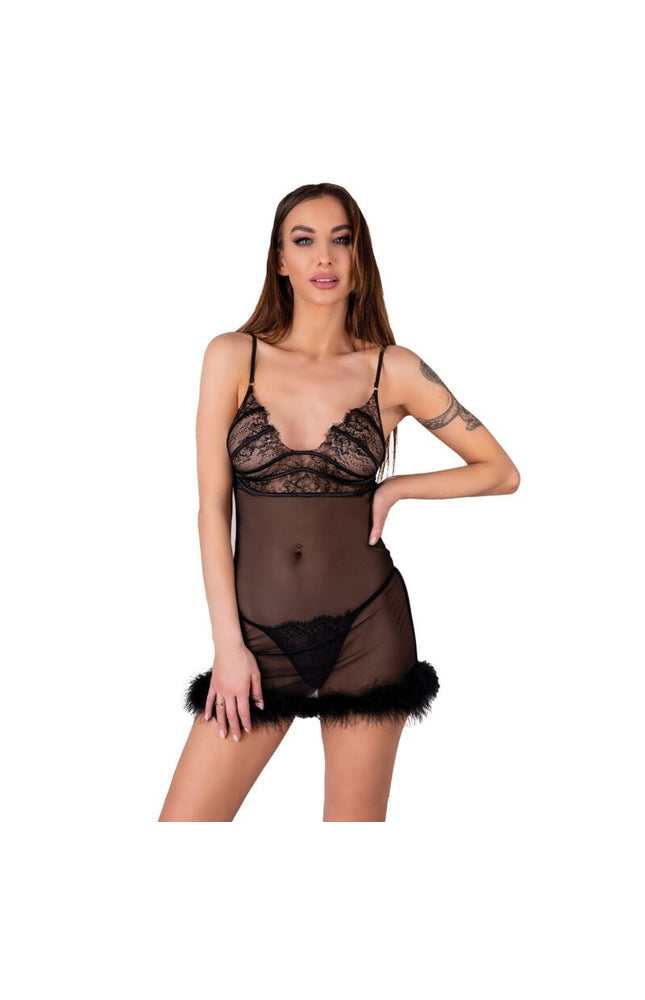 LIVCO CORSETTI FASHION - SET ZERUNAM BABYDOLL + PERIZOMA NERO