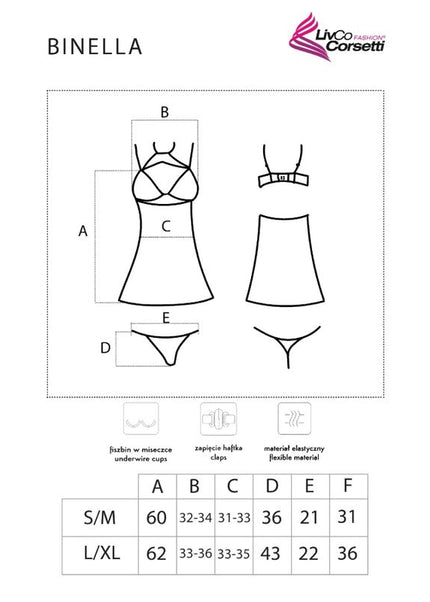 LIVCO CORSETTI FASHION - SET BINELLA BABYDOLL + PERIZOMA NERO