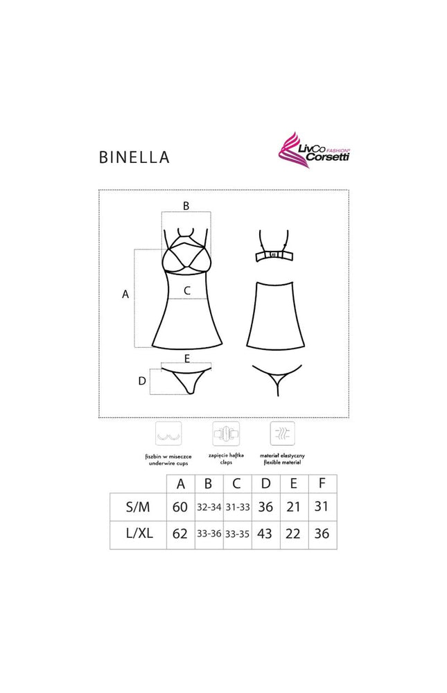 LIVCO CORSETTI FASHION - SET BINELLA BABYDOLL + PERIZOMA NERO