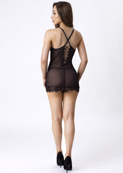 LIVCO CORSETTI FASHION - ANTONELLA LC 20203 BABYDOLL + PERIZOMA NERO S/M