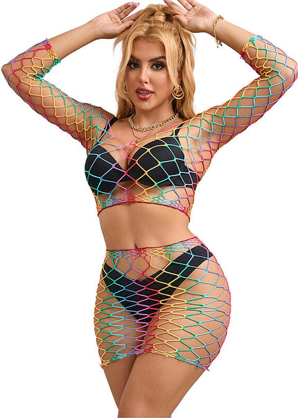 SUBBLIME - 952440 INSIEME A RETE 2 PEZZI MANICA LUNGA ARCOBALENO TAGLIA UNICA