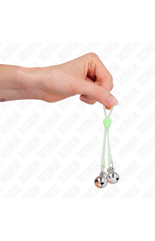 KINK - PINZE PER CAPEZZOLI TESCHIO LUMINOSO CON ANELLO CAMPANE REGOLABILI VERDE/ARGENTO