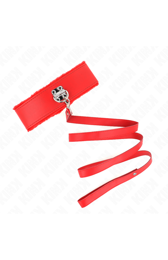 KINK - COLLANA CON GUINZAGLIO 116 CM CON BORCHIE IN ARGENTO MODELLO 4 ROSSO REGOLABILE 40-48 CM X 6 CM