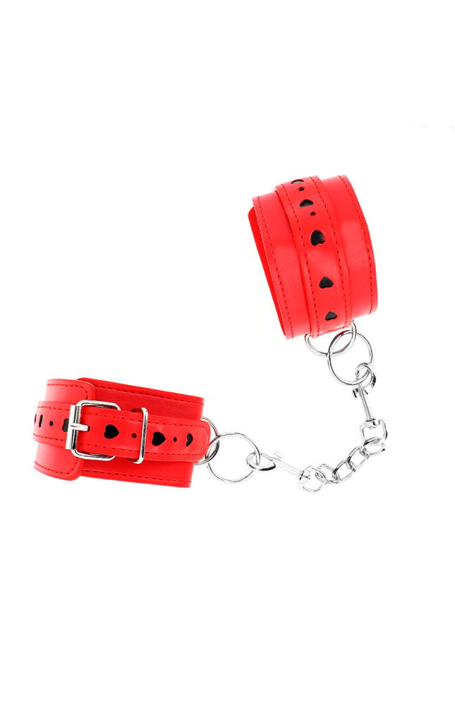 KINK - POLSO ROSSO CON INTARSIO A CUORE NERO REGOLABILE 21-28 CM X 5,5 CM