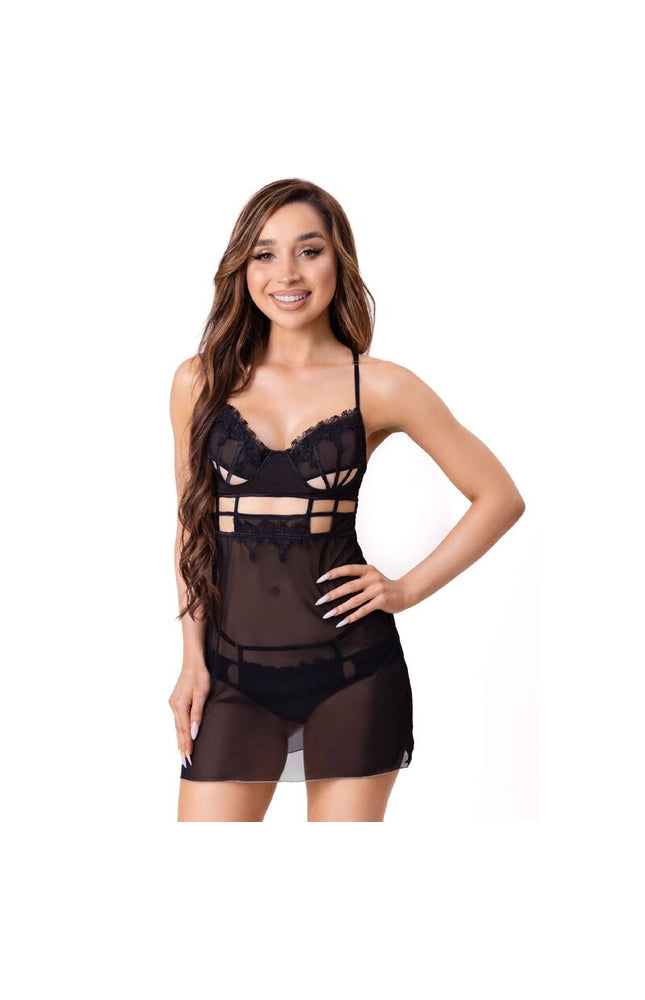 LIVCO CORSETTI FASHION - MAIA 20247 BABYDOLL + PERIZOMA NERO S/M