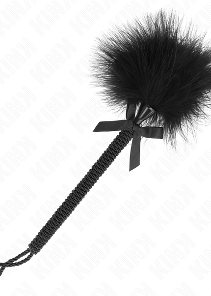 KINK - BACCHETTA IN CORDA DI NYLON CON PIUME TICKLE E FIOCCO NERO 25 CM