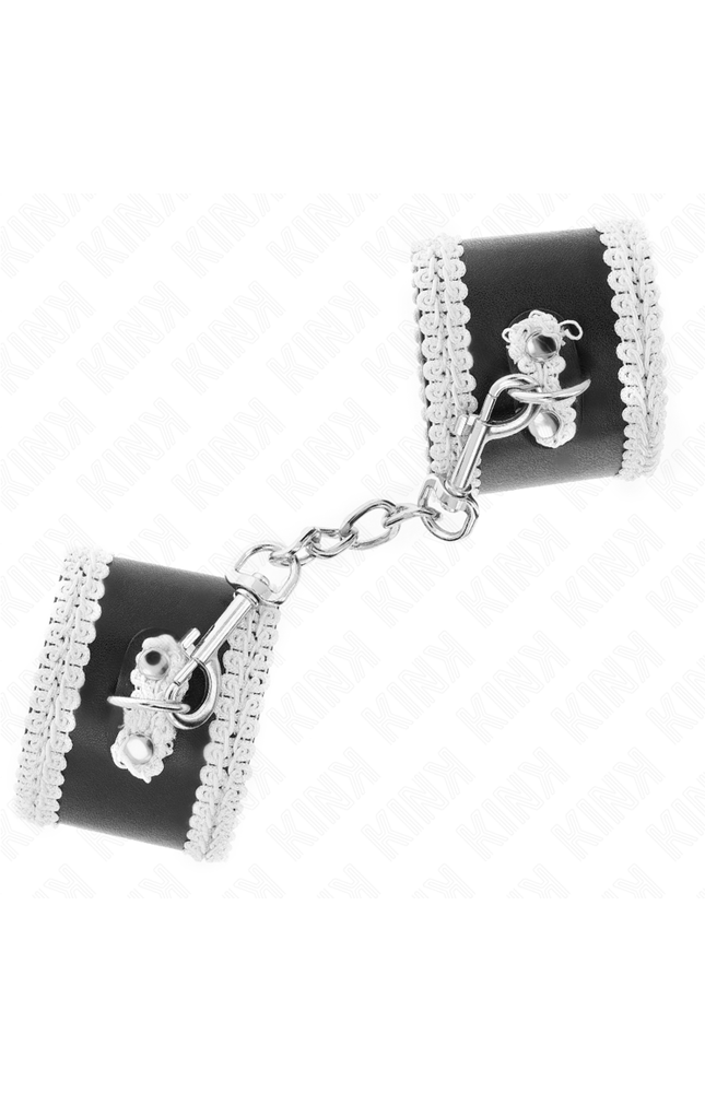 KINK - POLSO NERO CON PIZZO DECORATO BIANCO REGOLABILE 20-23 CM X 5,5 CM