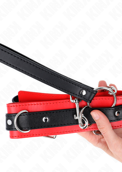 KINK - COLLARE MODELLO BASE CON GUINZAGLIO 65 CM MODELLO 3 ROSSO 53 X 5 CM