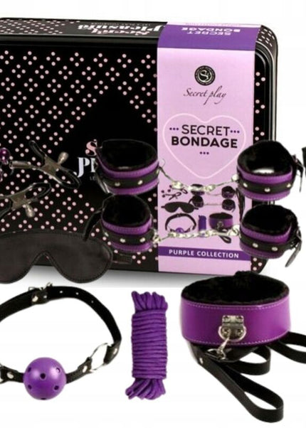 SECRETPLAY - BDSM SET 8 PEZZI VIOLA / NERO.