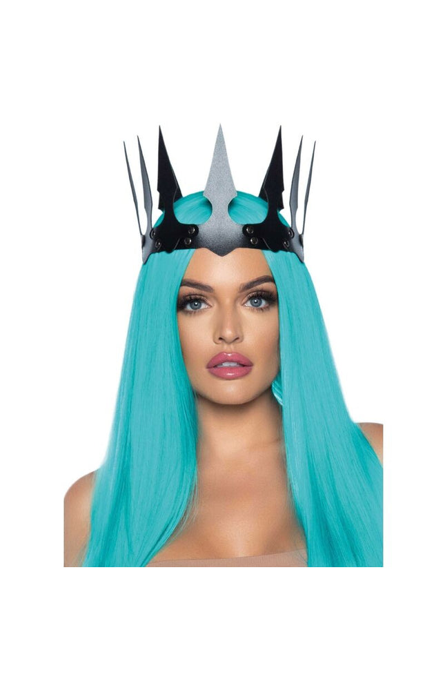 LEG AVENUE - CORONA MALEFICENT IN PELLE SINTETICA CON BORCHIE NERA