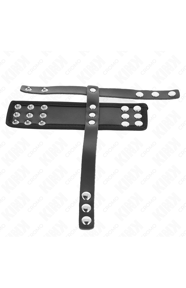 KINK - ANELLO PER GABBIA PER PENE IN PELLE CON CINTURINO DIVISORE PER PALLINE RIVESTITO REGOLABILE